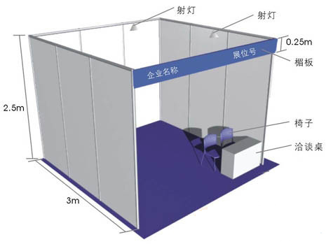电子展9平米标展单开口示意图 电子展9平米标展单开口示意图